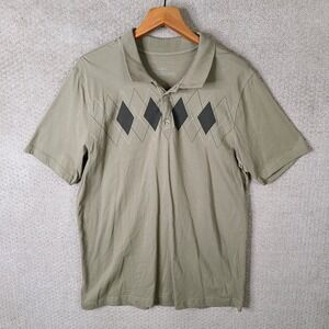 Via Europa Shirt Mens Large Brown Argyle Polo Golf‎ Rugby Cotton Preppy